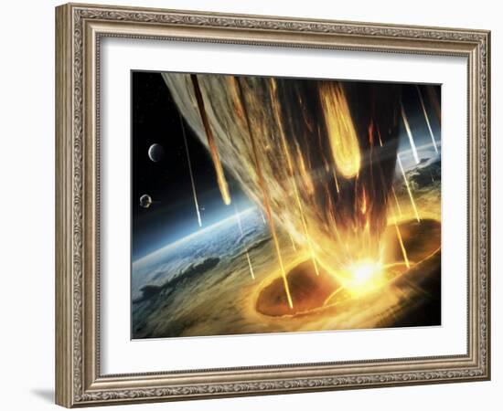 Giant Asteroid Collides with the Earth-null-Framed Photographic Print
