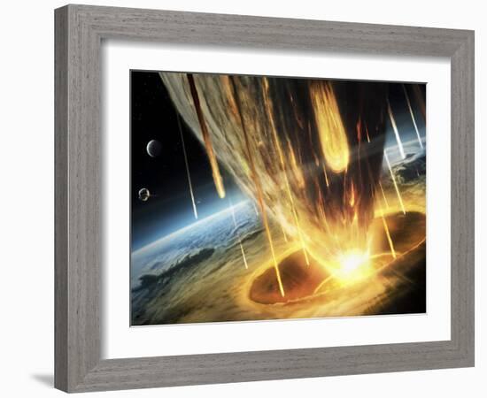 Giant Asteroid Collides with the Earth-null-Framed Photographic Print