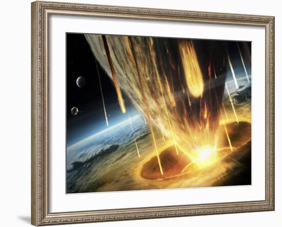 Giant Asteroid Collides with the Earth-null-Framed Photographic Print