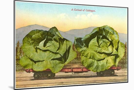 Giant Cabbages on Flatbed-null-Mounted Art Print
