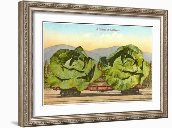 Giant Cabbages on Flatbed-null-Framed Premium Giclee Print