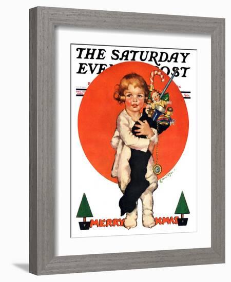 "Giant Christmas Stocking," Saturday Evening Post Cover, December 18, 1926-Ellen Pyle-Framed Giclee Print