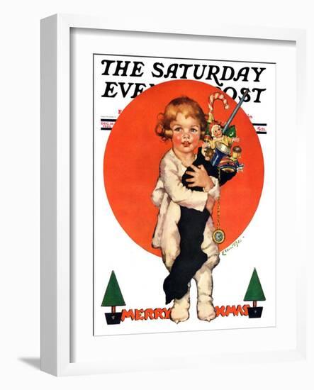 "Giant Christmas Stocking," Saturday Evening Post Cover, December 18, 1926-Ellen Pyle-Framed Giclee Print