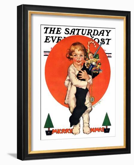 "Giant Christmas Stocking," Saturday Evening Post Cover, December 18, 1926-Ellen Pyle-Framed Giclee Print