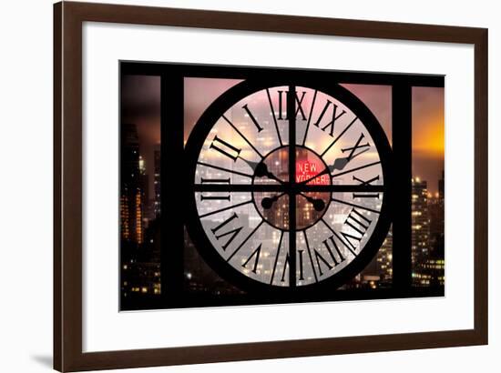 Giant Clock Window - Night View on the New Yorker Hotel with Foggy-Philippe Hugonnard-Framed Photographic Print