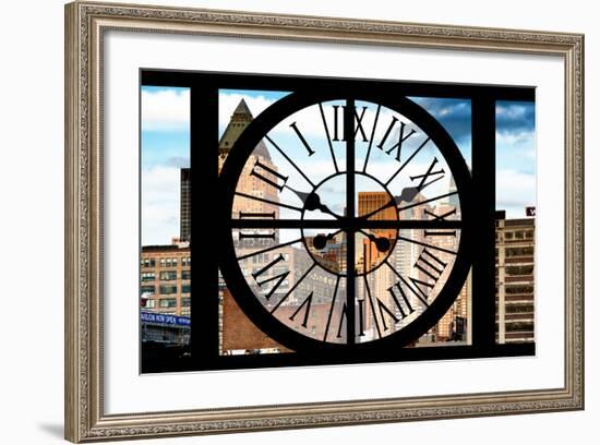 Giant Clock Window - View of Manhattan Buildings-Philippe Hugonnard-Framed Photographic Print
