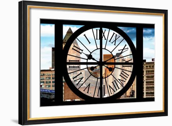 Giant Clock Window - View of Manhattan Buildings-Philippe Hugonnard-Framed Photographic Print