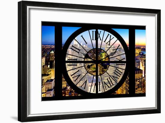 Giant Clock Window - View of Manhattan by Night-Philippe Hugonnard-Framed Photographic Print