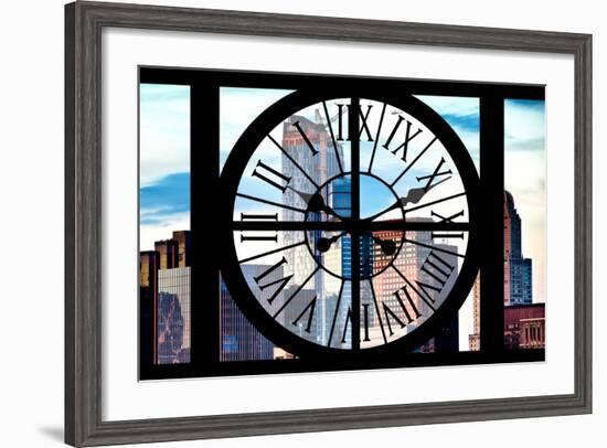 Giant Clock Window - View of Manhattan Skyscrapers-Philippe Hugonnard-Framed Photographic Print