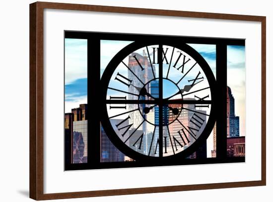 Giant Clock Window - View of Manhattan Skyscrapers-Philippe Hugonnard-Framed Photographic Print