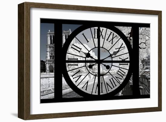 Giant Clock Window - View of Notre Dame Cathedral with White Trees - Paris-Philippe Hugonnard-Framed Photographic Print