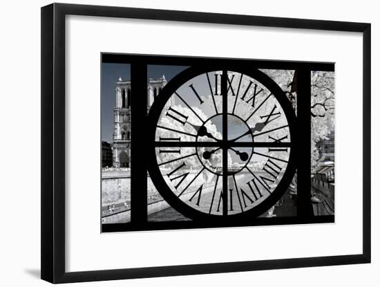 Giant Clock Window - View of Notre Dame Cathedral with White Trees - Paris-Philippe Hugonnard-Framed Photographic Print