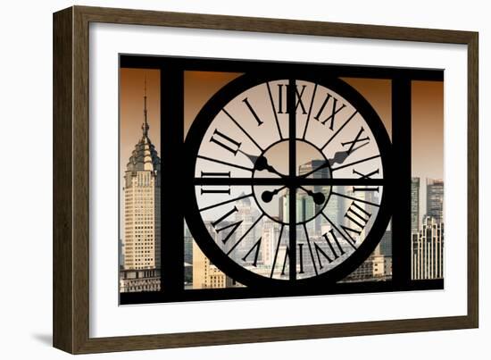 Giant Clock Window - View of Shanghai at Sunset - China-Philippe Hugonnard-Framed Photographic Print