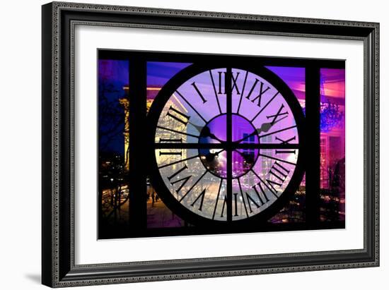Giant Clock Window - View of the Arc de Triomphe at Night in Paris IV-Philippe Hugonnard-Framed Photographic Print