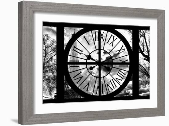 Giant Clock Window - View of the Eiffel Tower at Sunrise - Paris II-Philippe Hugonnard-Framed Photographic Print