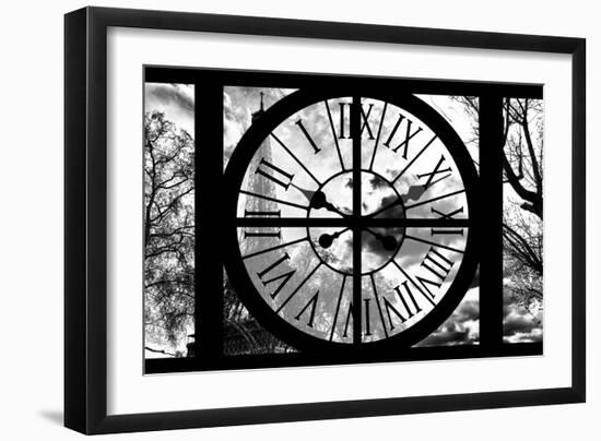 Giant Clock Window - View of the Eiffel Tower at Sunrise - Paris II-Philippe Hugonnard-Framed Photographic Print