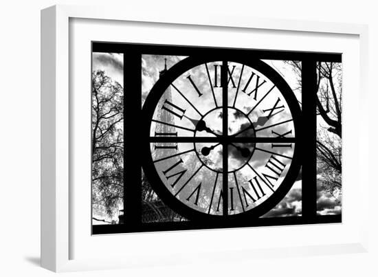Giant Clock Window - View of the Eiffel Tower at Sunrise - Paris II-Philippe Hugonnard-Framed Photographic Print