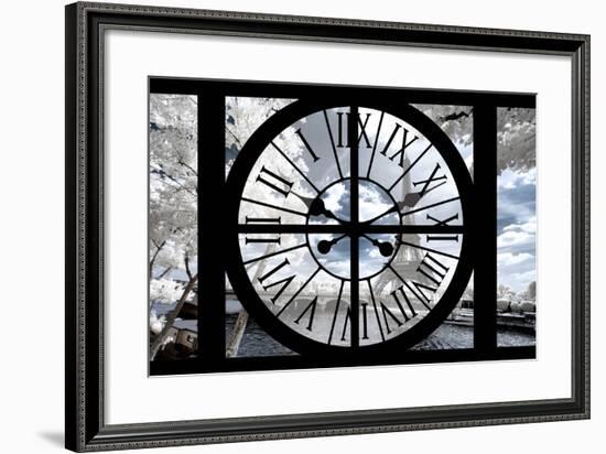 Giant Clock Window - View of the Eiffel Tower with White Trees II-Philippe Hugonnard-Framed Photographic Print