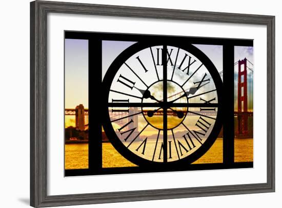 Giant Clock Window - View of the Golden Gate Bridge at Sunset - San Francisco-Philippe Hugonnard-Framed Photographic Print