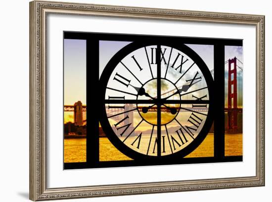 Giant Clock Window - View of the Golden Gate Bridge at Sunset - San Francisco-Philippe Hugonnard-Framed Photographic Print