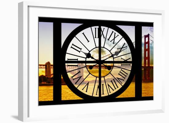 Giant Clock Window - View of the Golden Gate Bridge at Sunset - San Francisco-Philippe Hugonnard-Framed Photographic Print