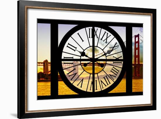 Giant Clock Window - View of the Golden Gate Bridge at Sunset - San Francisco-Philippe Hugonnard-Framed Photographic Print