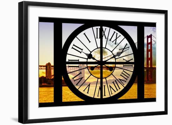 Giant Clock Window - View of the Golden Gate Bridge at Sunset - San Francisco-Philippe Hugonnard-Framed Photographic Print