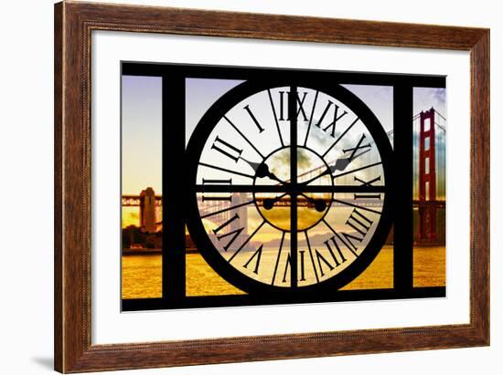 Giant Clock Window - View of the Golden Gate Bridge at Sunset - San Francisco-Philippe Hugonnard-Framed Photographic Print