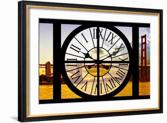 Giant Clock Window - View of the Golden Gate Bridge at Sunset - San Francisco-Philippe Hugonnard-Framed Photographic Print