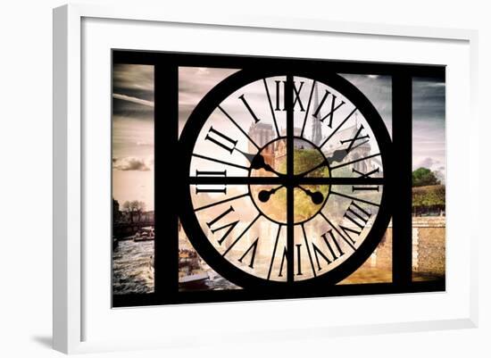 Giant Clock Window - View of the Notre Dame Cathedral in Paris-Philippe Hugonnard-Framed Photographic Print