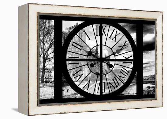 Giant Clock Window - View of the Notre Dame Cathedral - Paris-Philippe Hugonnard-Framed Premier Image Canvas