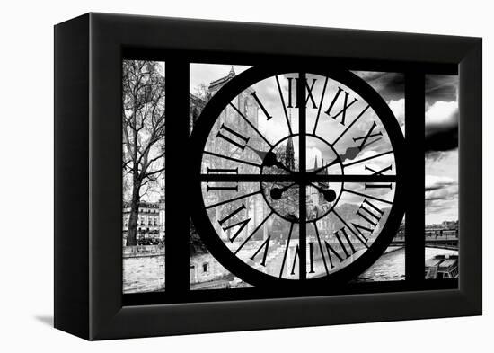 Giant Clock Window - View of the Notre Dame Cathedral - Paris-Philippe Hugonnard-Framed Premier Image Canvas