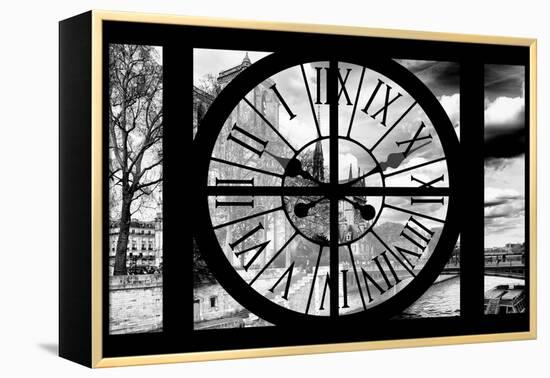 Giant Clock Window - View of the Notre Dame Cathedral - Paris-Philippe Hugonnard-Framed Premier Image Canvas
