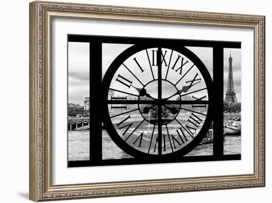 Giant Clock Window - View of the Pont Alexandre III and Eiffel Tower in Paris-Philippe Hugonnard-Framed Photographic Print