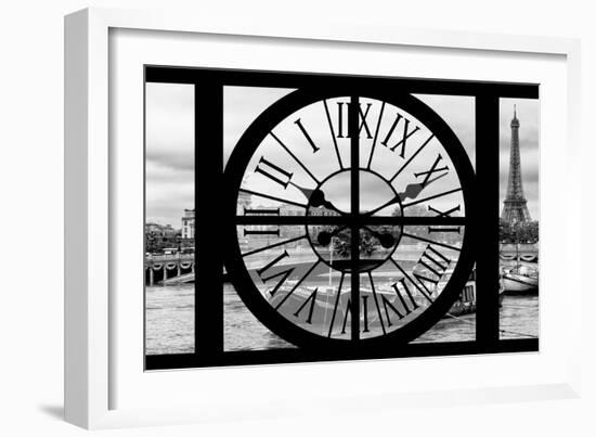 Giant Clock Window - View of the Pont Alexandre III and Eiffel Tower in Paris-Philippe Hugonnard-Framed Photographic Print