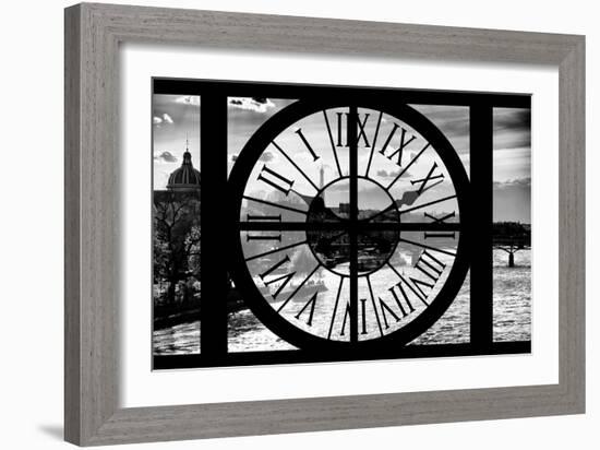 Giant Clock Window - View of the River Seine and the Eiffel Tower at Sunrise in Paris-Philippe Hugonnard-Framed Photographic Print