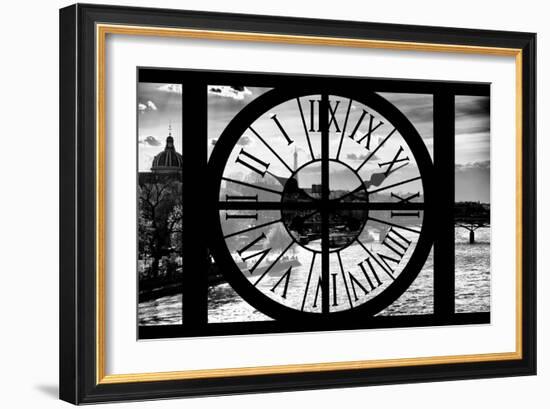 Giant Clock Window - View of the River Seine and the Eiffel Tower at Sunrise in Paris-Philippe Hugonnard-Framed Photographic Print