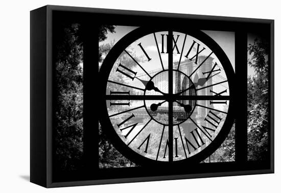 Giant Clock Window - View on the Brooklyn Bridge - Manhattan II-Philippe Hugonnard-Framed Premier Image Canvas