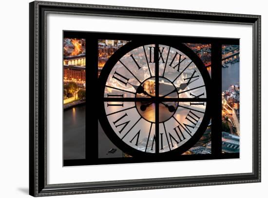 Giant Clock Window - View on the City of London with the Tower Bridge by Night IV-Philippe Hugonnard-Framed Photographic Print