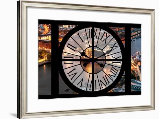 Giant Clock Window - View on the City of London with the Tower Bridge by Night IV-Philippe Hugonnard-Framed Photographic Print