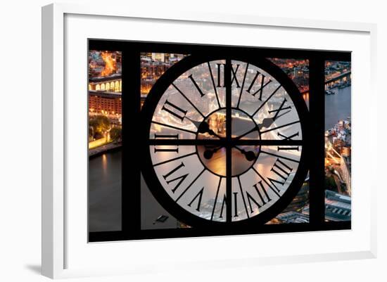 Giant Clock Window - View on the City of London with the Tower Bridge by Night IV-Philippe Hugonnard-Framed Photographic Print