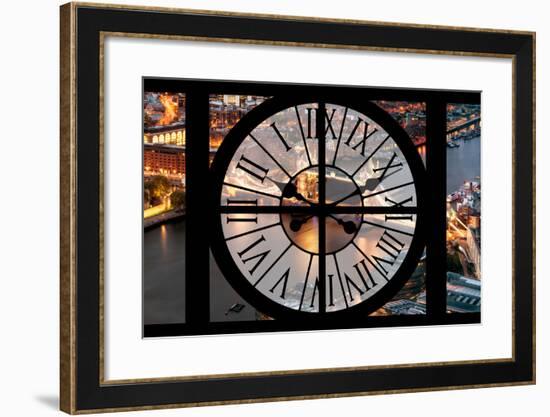 Giant Clock Window - View on the City of London with the Tower Bridge by Night IV-Philippe Hugonnard-Framed Photographic Print