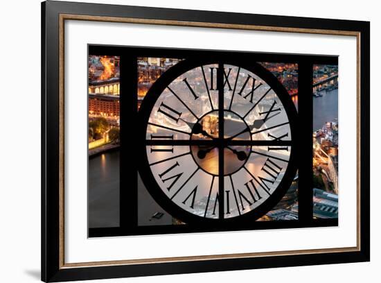 Giant Clock Window - View on the City of London with the Tower Bridge by Night IV-Philippe Hugonnard-Framed Photographic Print