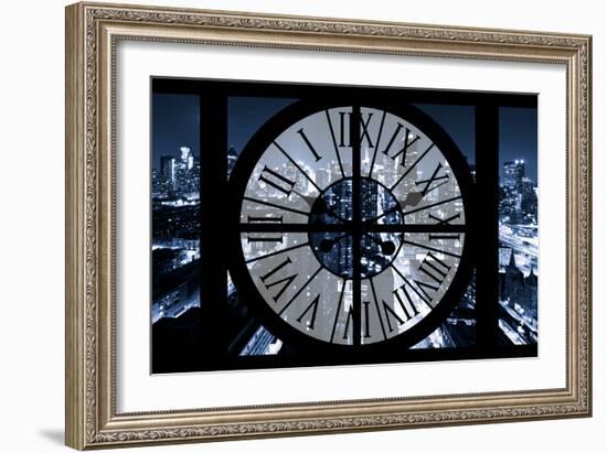 Giant Clock Window - View on the New York City - Blue Night-Philippe Hugonnard-Framed Photographic Print