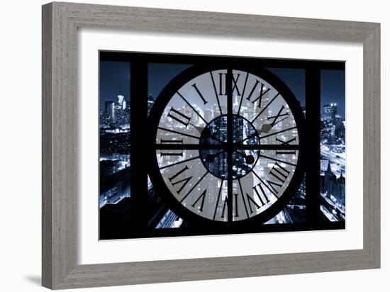 Giant Clock Window - View on the New York City - Blue Night-Philippe Hugonnard-Framed Photographic Print