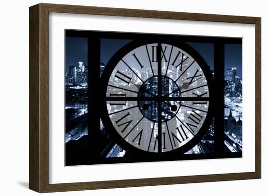 Giant Clock Window - View on the New York City - Blue Night-Philippe Hugonnard-Framed Photographic Print