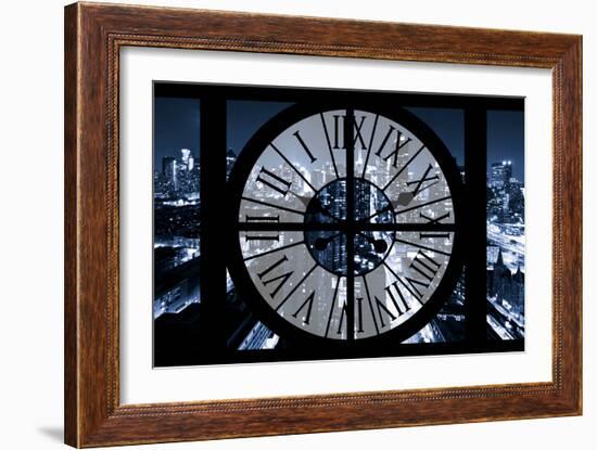 Giant Clock Window - View on the New York City - Blue Night-Philippe Hugonnard-Framed Photographic Print