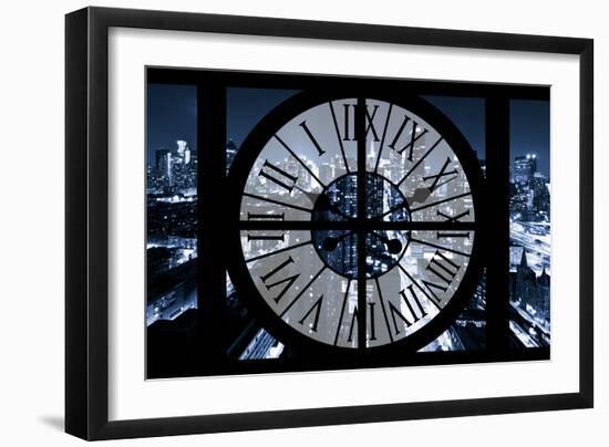 Giant Clock Window - View on the New York City - Blue Night-Philippe Hugonnard-Framed Photographic Print