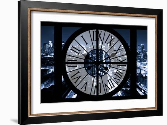 Giant Clock Window - View on the New York City - Blue Night-Philippe Hugonnard-Framed Photographic Print