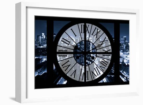 Giant Clock Window - View on the New York City - Blue Night-Philippe Hugonnard-Framed Photographic Print